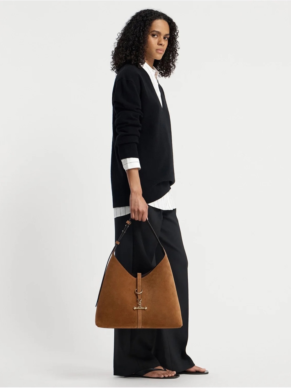 Strathberry Tan Suede Shoulder Hobo with Gold Hardware - Picture 5 of 5